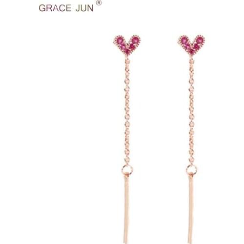 New Luxuy Fashion Cubic Zircon Rhinestone Long Tassel Clip on Earrings Non Piercing for Women Party Cute Charm Ear Clip Gift