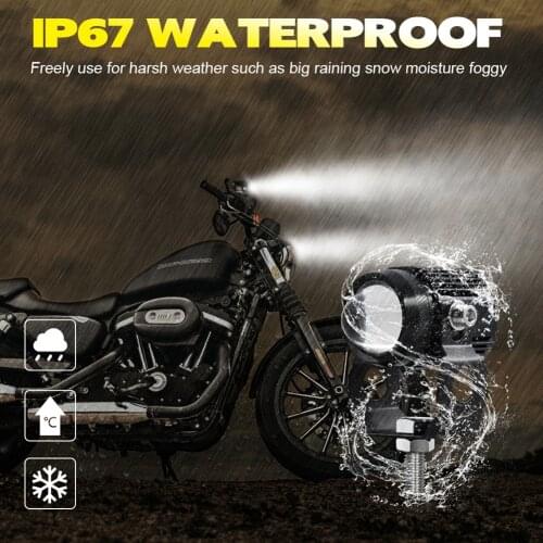 New Universal Motorcycle LED Headlamp Projector Lens Dual Color Spot Fog Light Auxiliary Lamp For ATV Scooter Driving Coffee Rac