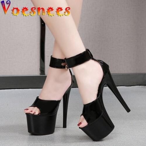 Brand New Women Party Shoes Summer Sandals Patent Leather Gladiator Thin Heels T-tied Pole Dance Shoes sexy High-heels Stripper