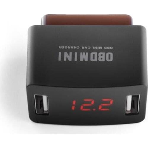 OBD MINI Car Dual USB Charger 12/24V Car Durable ABS Charger Socket with LED Light Voltage Display with Battery Protection