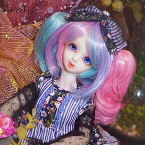 Allaosify BJD Wig For 1/3 1/4 1/6 Double Gradient Ponytail Curly Hair For Doll