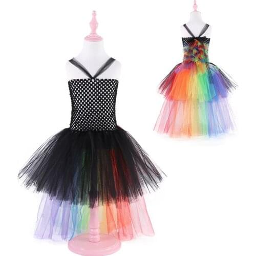 Dropshipping Girl Black Unicorn Dresses Tutu Princess Party Fluffy Dress Birthday Cosplay Halloween Wedding Costume Girls Clothe
