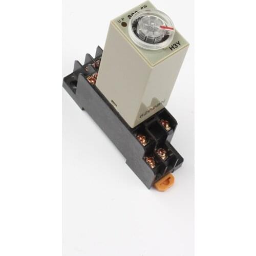 H3Y-2 Rotary Knob DPDT 1S/5S/10S/30S/60S/3M/5M/10M/30M Timer Timing Time Relay AC/DC 12V 24V 110V 220V With Base Socket