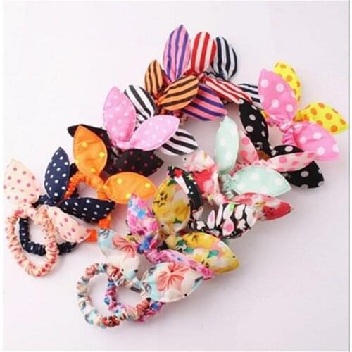 5pcs Bunny ears Hair ties headdress Headwear Elastic Hairband ropes Scrunchies accesorios para el cabello girls hair accessories