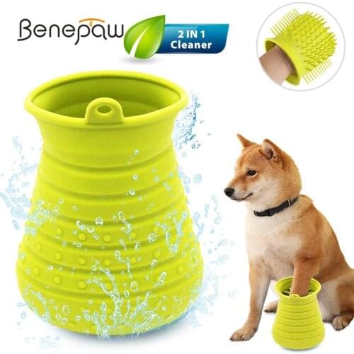 Benepaw Dog Paw Cleaner Shower Brush 2 In 1 Portable Soft Silicone Pet Foot Washer Effectively Cleaning Cup Puppy Cats Massage