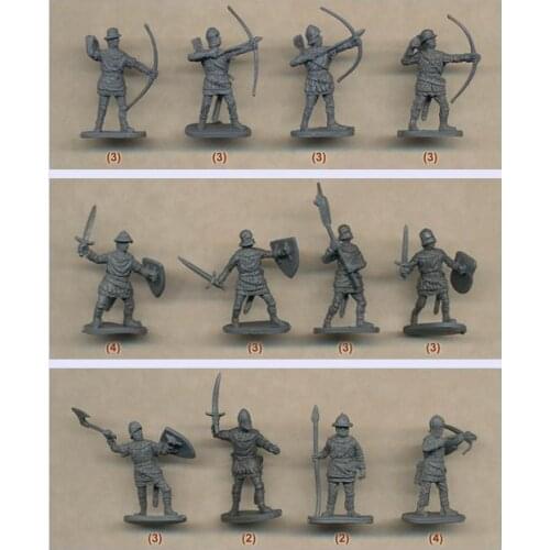 Super mini pvc figure 1:721: 72 European infantry and archers in the Middle Ages set