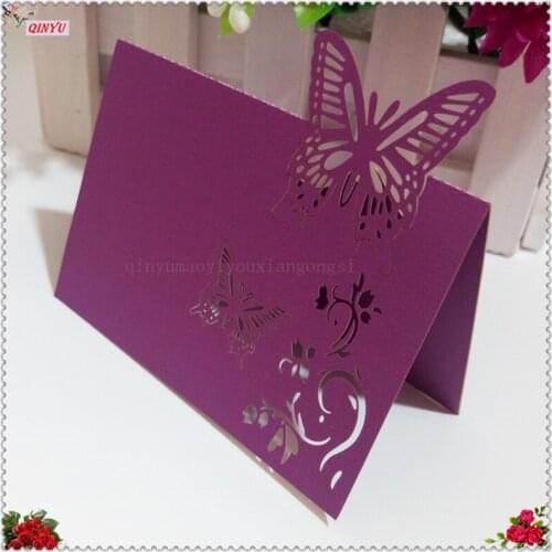 Table Decoration Place Cards 50 PCS Hollow Table Cards Butterfly Style Wedding Laser Cut Decor Pink Place Setting Name Card 7z