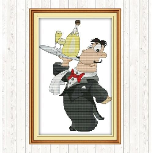 I'm A Waiter Cotton Thread Embroidery Needlework Sets Patterns Kits Cross Stitch Kits DIY Needlework Crafts Wall Home Decor