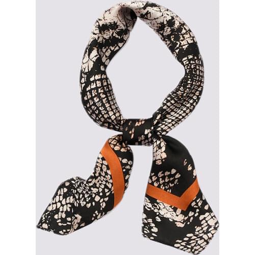 Women Square Silk Scarf Snakeskin Pattern Small Head Scarf Fashion Trendy Design Bandana Lady Neckwear