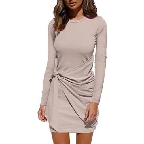 Women White Fashion Bow Bandage Mini Dress Female Autumn Vintage Long Sleeve O-Neck Female Club Party Dresses Elegant Vestidos
