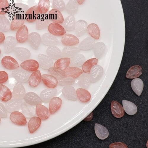 8*12mm 2pcs Natural Stone Charms Pendant Water drop carving leaves Charms Pendant For DIY Fashion Jewelry Accessories