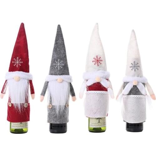 20 Pcs Christmas Wine Bottle Cover Gnome Decorative Gift Bags Home Party Kitchen Table Hotel Bar Xmas Decorations Wholesale X2