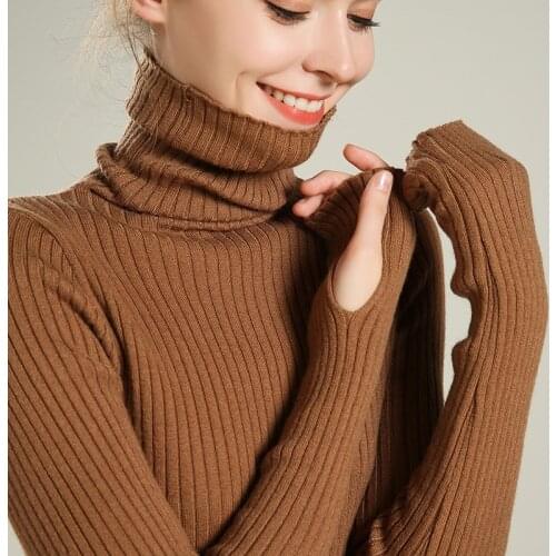 2021 Women Turtelneck Sweater Winter Knitted Soft Lady Jumper 9 Colors Slim Femme Stretchable Black Pullovers Plus Size 3XL