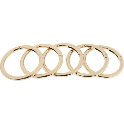 Perfeclan 5Pcs Round Snap Hooks Keychain Push Open Carabiners Clip Gold 51mm Camping Hiking Climbing Backpacking Accessories