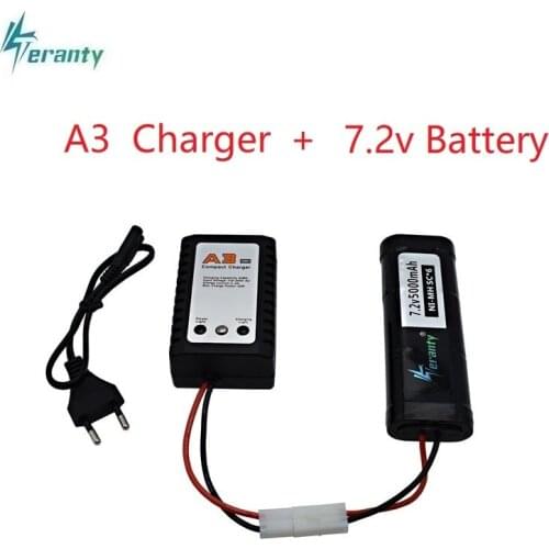 7.2v RC Battery and A3 Charger 5000mAh 15c with Tamiya Discharge Connector SC*6 Cells 7.2 v Ni-MH Battery Pack for RC Cars Boats