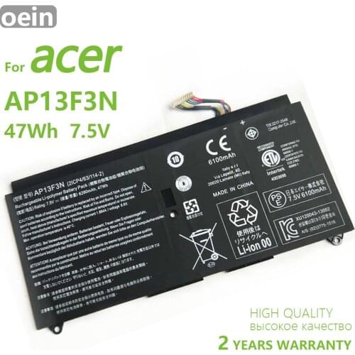 Oein Genuine 47Wh AP13F3N Laptop Battery For ACER Aspire S7-392 S7-392-9890 Battery 7.5V AP13F3N 2ICP4/63/114-2
