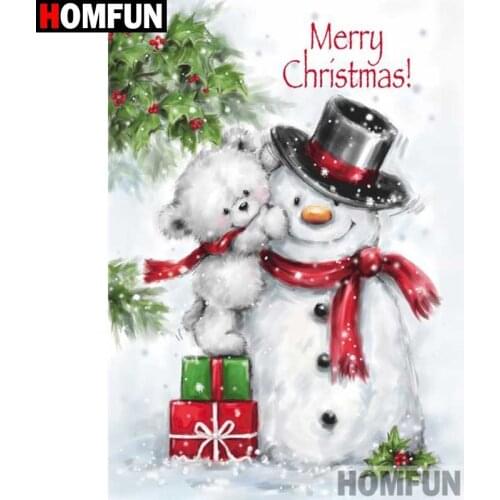 HOMFUN Full Square/Round Drill 5D DIY Diamond Painting "Christmas snowman" Embroidery Cross Stitch 5D Home Decor Gift A30128
