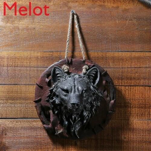 American Wolf Head Ornaments Crafts Living Room Study Cafe Bar Wall Decoration Antique Wall Decoration Home Decoration