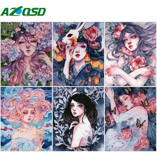 AZQSD Girl Draw By Number On Canvas Paint By Numbers For Adults Cartoon Unframed Decoration Wall Art Diy Hand Paint Kit Canvas