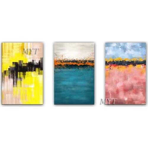 Free shipping cheap 100% Hand-painted modern home decor wall art picture 3PCS 1 set abstract oil painting on canvas unframe