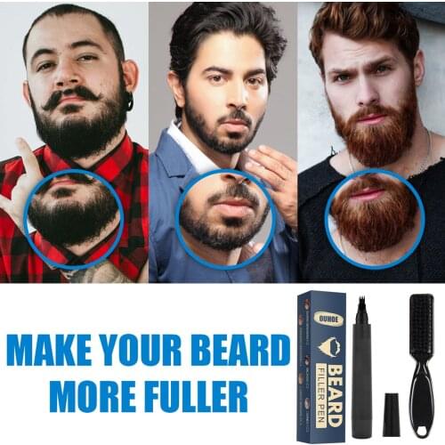 Beard Filling Pen Shape Beard Filling Pen Kit With Shaving Brush Salon Facial Hair Styling Eyebrow Tool Male Mustache Repair