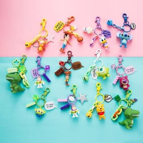 Disney Keychain Cartoon Anime Character Cute Style Boy Girl School Bag Key Chain Keychain Accessories Birthday Gift