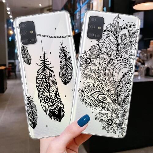 Mandala Lace Flower Phone Shell For Coque Samsung A10 A20 A30 A40 A50 A70 A51 A71 A7 A9 A6 A8 Plus 2018 Soft TPU Case Cover Skin