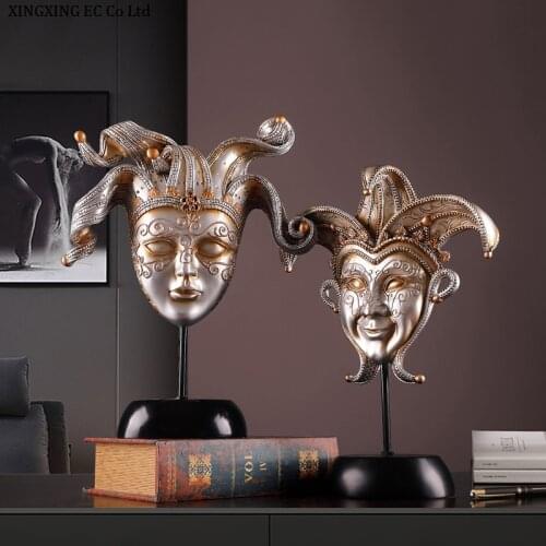 European Cartoon Retro Mask Decoration Resin Creative Art Desktop Living Room Decoration Crafts Home Decoration Accessories