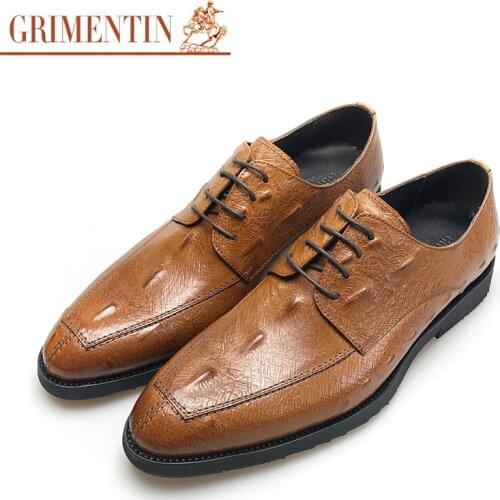 Grimentin derby Italian fashion mens dress shoes genuine leather business male shoes 2019