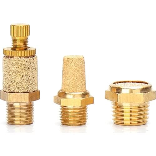 Copper fitting M5 1/8" 1/4" 3/8" 1/2" Pneumatic Brass Exhaust Muffler Pneumatic Silencers Fitting Noise Filter Reducer Connector