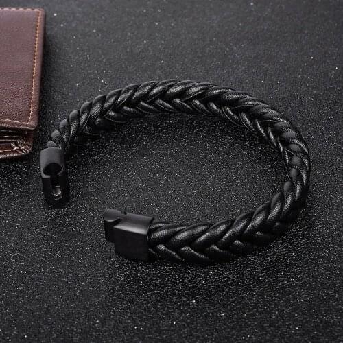 Trendy Braided Leather Bracelet Cuff Wrap Jewelry Gifts Accessories For Men