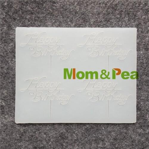 Mom&Pea CX153 High Quality Happy Birthday Shaped Silicone Mold Chocolate Mold Cake Decoration