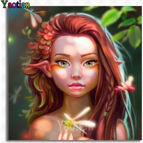 Cartoon elf girl dragonfly DIY 5D Diamond Painting Full Square/Round Mosaic Diamont Embroidery Cross Stitch Rhinestone Icons