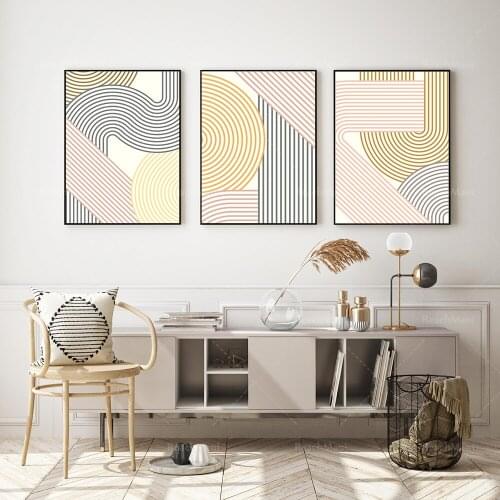 Geometric wall art printable 3-piece set, modern abstract wall art, kindergarten decoration, wall prints, neutral fashion home d