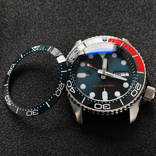 Sloped ceramic bezel insert 38*30.6mm Luminous pip at 12 For Seiko SKX007 SKX009 For Omega Sea master series MOD watch parts
