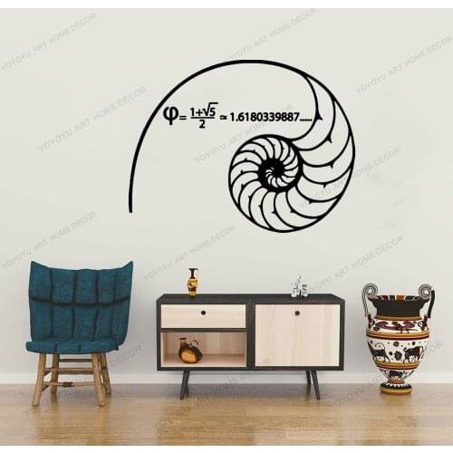 Science-Mathematics Fibonacci Spiral Golden Ratio 1.618... Math Wall Decals Stickers Vinyl Art Bedroom Classroom Wall DecorCX779