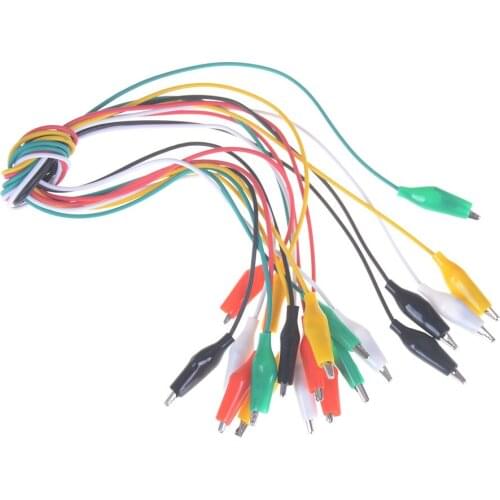 NewHot 10pcs DIY Test Leads Alligator Double-ended Crocodile Clips 50cm Alligator Clips Electrical Roach Clip Test Jumper Wire