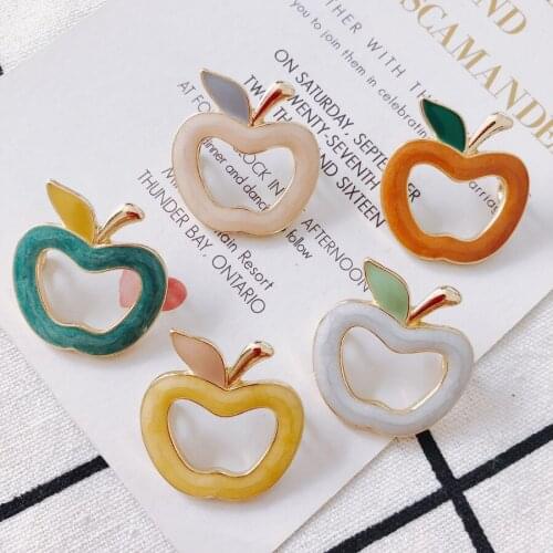 New Kawaii Fruit Apple Shape Alloy Jewelry DIY Charms 20pcs 27*29mm Gold Tone Plated Oil Drop Fashion Necklace Bracelet Pendants
