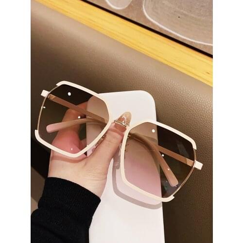 New Metal Retro Semi-Rimless Seaside Sunglasses UV Protection Personality Fashion Street Shooting