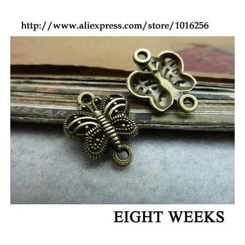 Zinc alloy pendant jewelry accessories diy handmade material charms butterfly double holes 14 * 18 mm