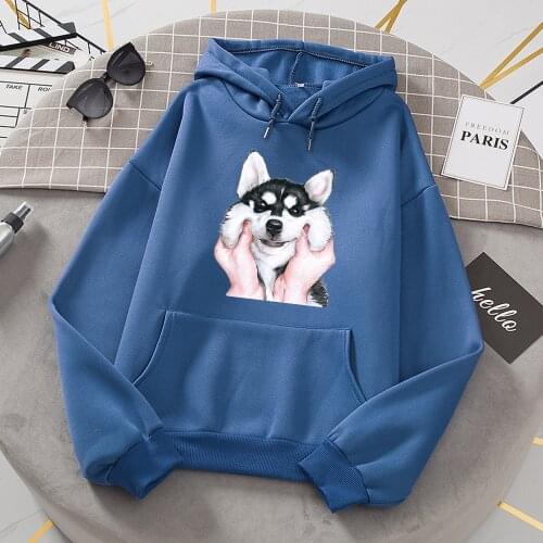 Lovely Siberian Husky Print Womens Hooded Fashion Casual Hoodies Autumn High Quality Hoodie Harajuku Casual Pullover Tops Mens