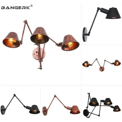 Industrial Vintage Loft Wall Lights Iron DIY Folding Bedside Wall Lamp Long Arm LED Wall Light Home Lighting Indoor Luminaire