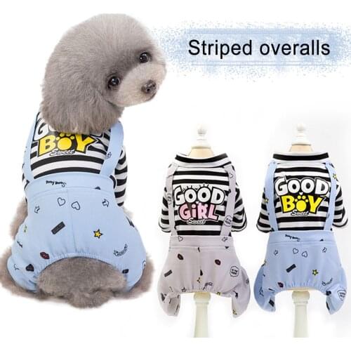 M/L/XL Sizes Pet Dog Jumpsuit Puppy Cat Dog Costume Dog Clothes Cotton Dog Striped Puppy Pajama Cute 4 Legs Apparel Pet Clothes