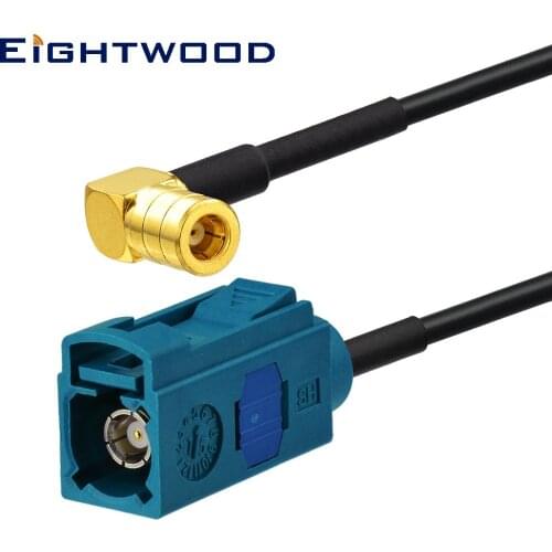 Eightwood Car DAB Satellite Radio Antenna Adapter Cable Fakra Z Female to SMB Male Right Angle Cable RG174 15cm Customizable
