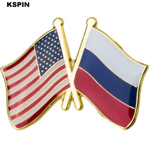U.S.A Russia Friendship Flag Metal Pin Badges Decorative Brooch Pins for Cloth XY0289-4