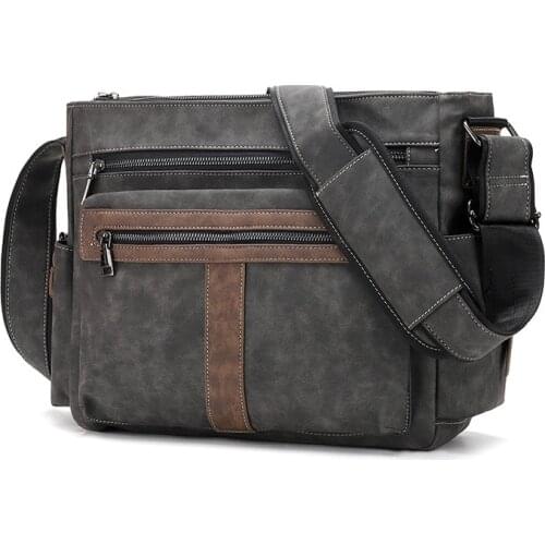 Luxury Mens Messenger Shoulder Bag Pu Leather Crossbody Business Briefcase Bag Boys Computer Handbag Travel Pack MultiPurpose