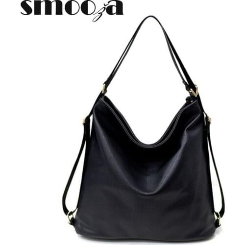 SMOOZA New Women Handbags Multifunction Bag Large Capacity Shoulder Bags Waterproof Bag High Quality Leather Female Bags