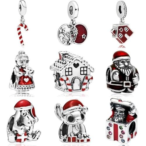 Santa Claus mascot & Grandma Christmas Family house charms fit pandora bracelet diy bead jewelry for women girl warm gift