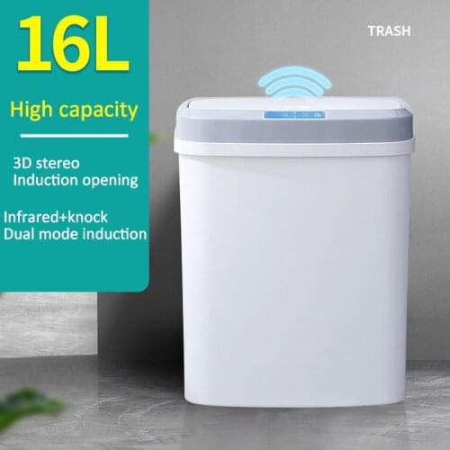 Home Intelligent Trash Can Automatic Induction Electric Waste Bins Kick Barrel Battery/USB Chaging Trash Can