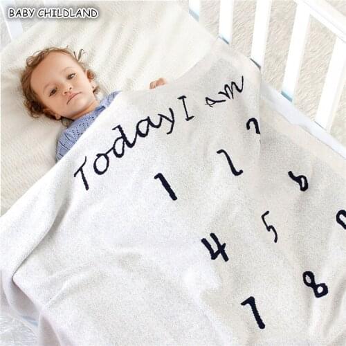 Knitted Baby Blanket Newborn Baby Milestone Blankets 100cm Cotton Baby Swaddle Wrap Blanket Baby Bedding Stroller Blankets